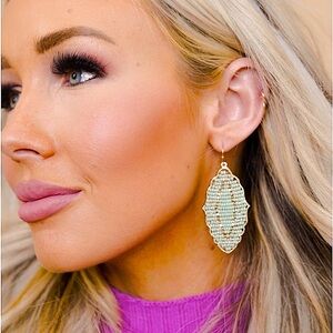 👻BOGO50%👻🆕🌿💚MESTIERE: SAGE Moroccan Woven Gold Dangle Earrings